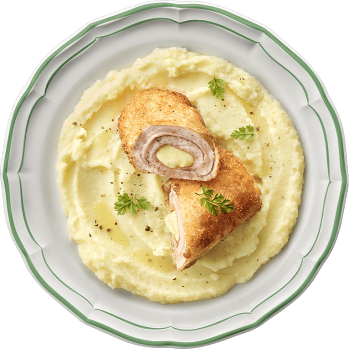 Cordon bleu d’escalope de veau et purée de pommes de terre